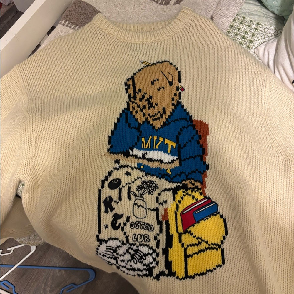Market Cream Crewneck Sweater with MKT Bear Graphic